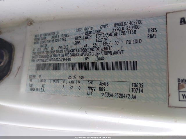 2010 FORD E-250 1FTNE2EW0ADA79440 Photo 8