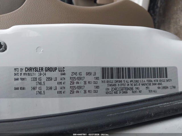 Продажа на аукционе авто 2015 Chrysler Town & Country Touring-l, vin: 2C4RC1CG6FR584206, номер лота: 44487981