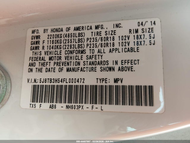 5J8TB3H54FL000472 Acura RDX