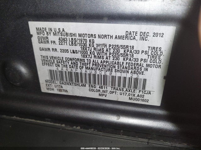 2013 MITSUBISHI OUTLANDER SPORT 4A4AP3AU8DE011123 Photo 8