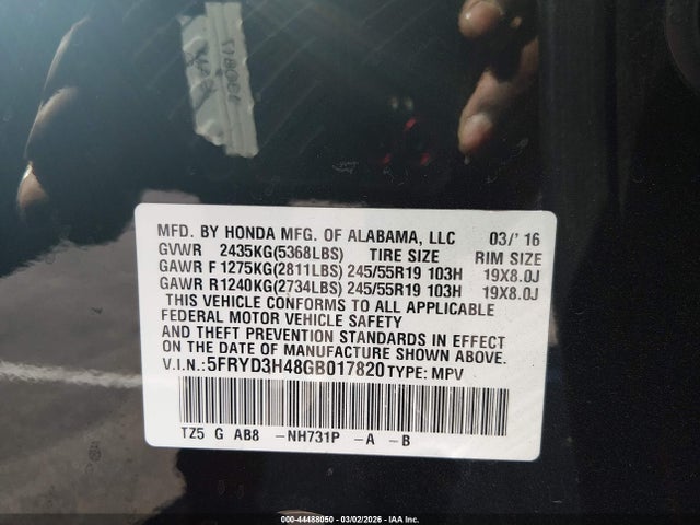 5FRYD3H48GB017820 Acura Mdx Technology Acurawatch Plus Packages/technology Package