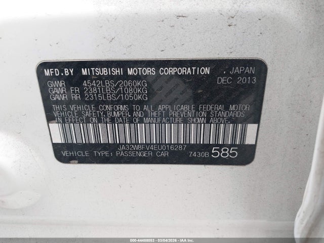 2014 MITSUBISHI LANCER EVOLUTION JA32W8FV4EU016287 Photo 8