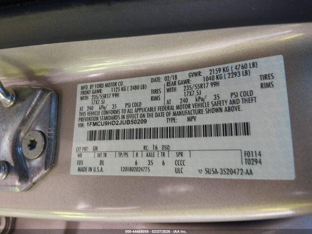 Ford ESCAPE SEL 2018 1FMCU9HD2JUB50209 Image 9