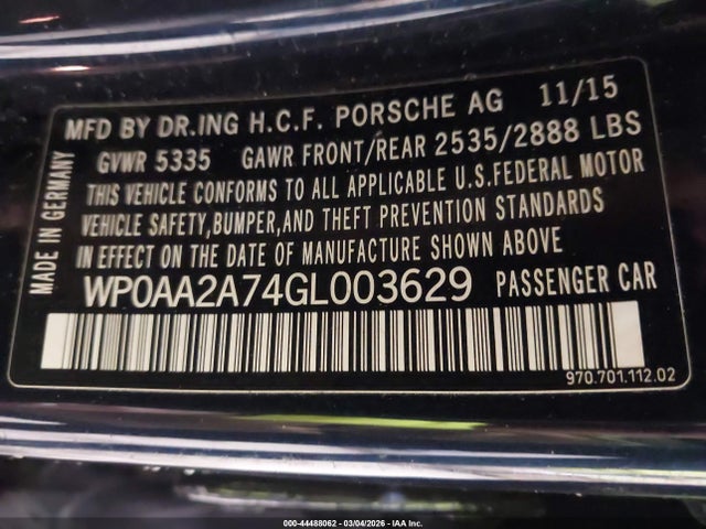 2016 PORSCHE PANAMERA WP0AA2A74GL003629 Photo 8