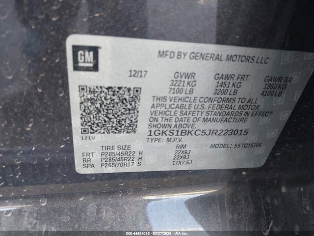 Продаж на аукціоні авто 2018 Gmc Yukon Slt, vin: 1GKS1BKC5JR223015, номер лоту: 44488085