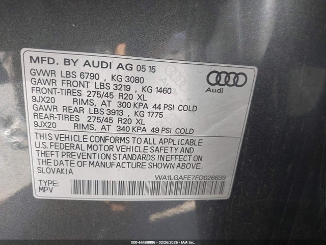 2015 AUDI Q7 WA1LGAFE7FD026639 Photo 8