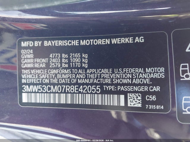 Aukcja sprzedaży 2024 Bmw M240 I Xdrive, vin: 3MW53CM07R8E42055, numer aukcji: 44488181