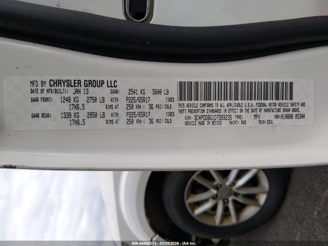 2013 Dodge Journey Sxt მანქანა იყიდება აუქციონზე, vin: 3C4PDDBG1DT593235, აუქციონის ნომერი: 44488213