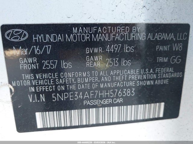 Hyundai Sonata Sport 2017 5NPE34AF7HH576383 Image 9