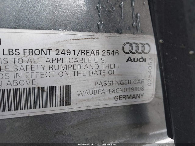 44488234 :رقم المزاد ، WAUBFAFL8CN019608 vin ، 2012 Audi A4 2.0t Premium مزاد بيع