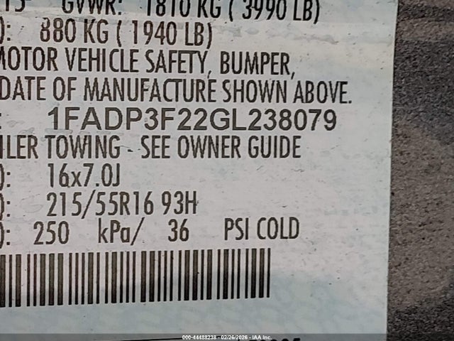 Ford FOCUS SE 2016 1FADP3F22GL238079 Image 9
