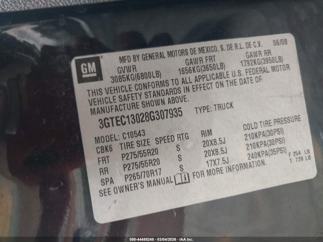 2008 GMC SIERRA 1500 3GTEC13028G307935 Photo 8