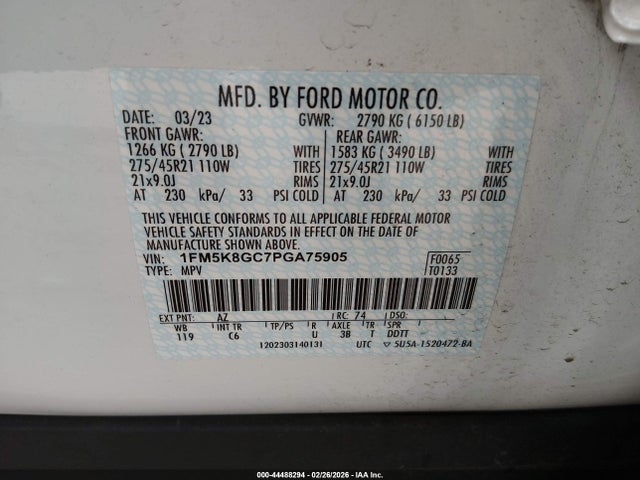 1FM5K8GC7PGA75905 Ford Explorer St