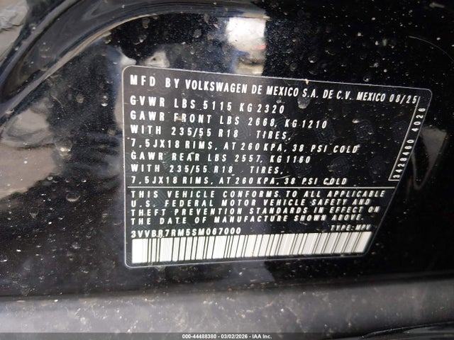2025 VOLKSWAGEN TIGUAN 3VVBR7RM5SM067000 Photo 8