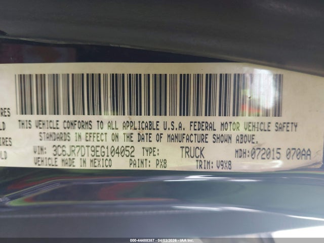 Продаж на аукціоні авто 2014 Ram 1500 Tradesman, vin: 3C6JR7DT9EG104052, номер лоту: 44488387