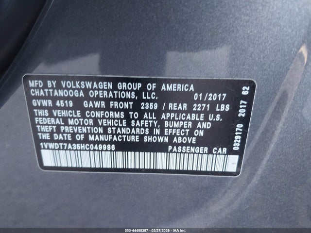 1VWDT7A35HC049986 Volkswagen Passat 1.8t R-line