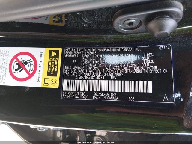 Aukcja sprzedaży 2013 Lexus Rx 350, vin: 2T2BK1BA8DC168281, numer aukcji: 44488400
