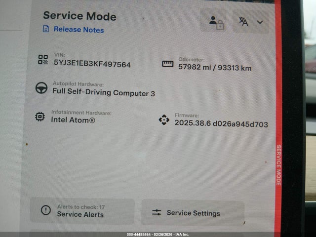 2019 Tesla Model 3 Long Range/performance მანქანა იყიდება აუქციონზე, vin: 5YJ3E1EB3KF497564, აუქციონის ნომერი: 44488464