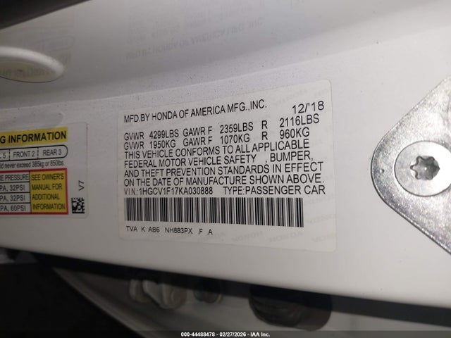 1HGCV1F17KA030888 Honda ACCORD LX
