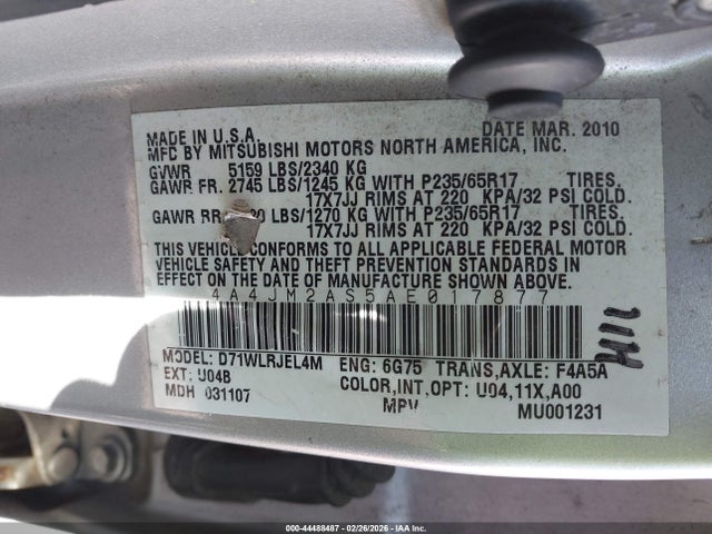 2010 MITSUBISHI ENDEAVOR 4A4JM2AS5AE017877 Photo 8