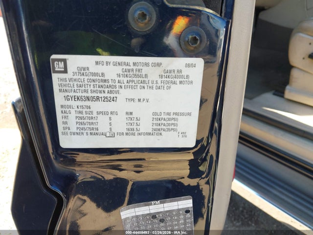 2005 CADILLAC ESCALADE 1GYEK63N05R125247 Photo 8