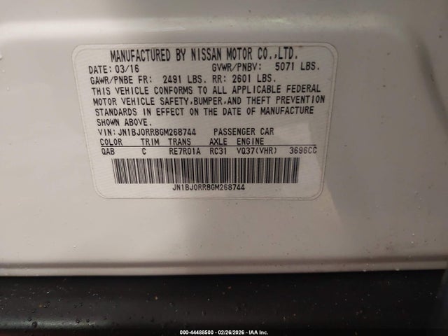Auction sale of the 2016 Infiniti Qx50, vin: JN1BJ0RR8GM268744, lot number: 44488500