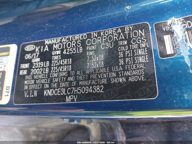 44488508 :رقم المزاد ، KNDCE3LC7H5094382 vin ، 2017 Kia Niro Touring مزاد بيع