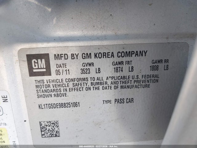 2011 CHEVROLET AVEO KL1TG5DE9BB251061 Photo 8