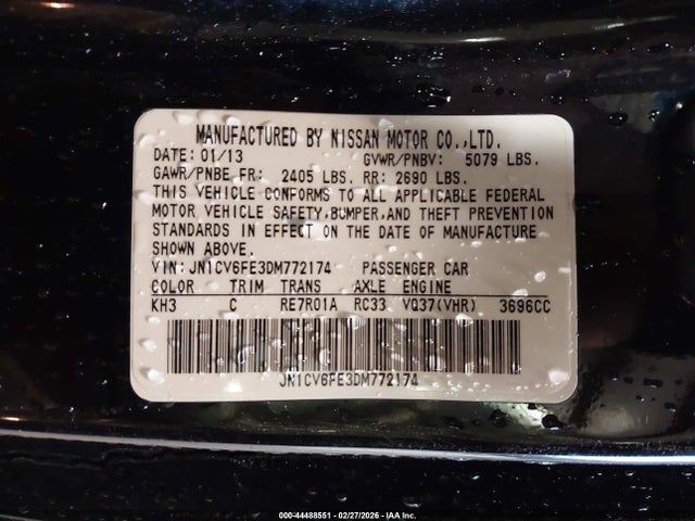 Продажа на аукционе авто 2013 Infiniti G37, vin: JN1CV6FE3DM772174, номер лота: 44488551