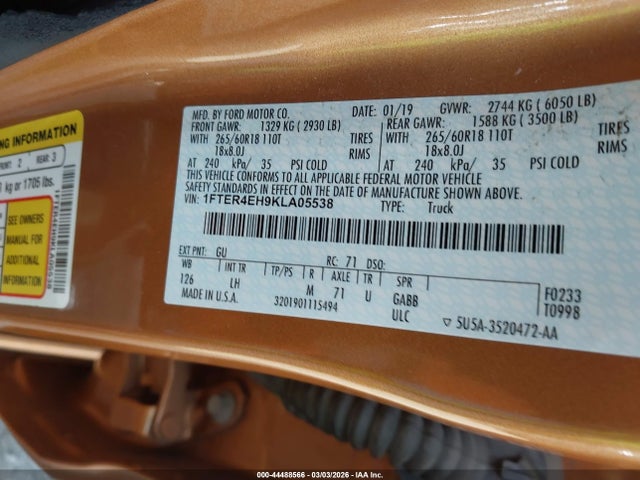 1FTER4EH9KLA05538 Ford Ranger Xlt