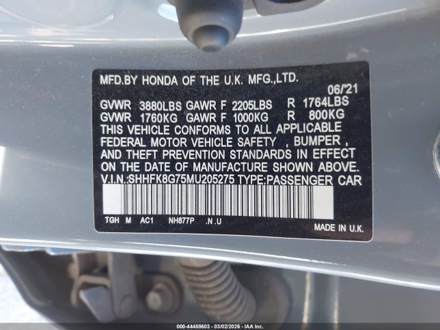 2021 HONDA CIVIC TYPE R SHHFK8G75MU205275 Photo 8