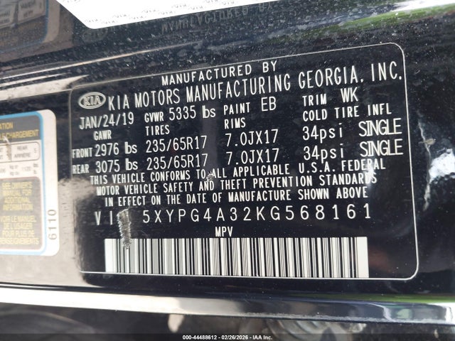 Продаж на аукціоні авто 2019 Kia Sorento 2.4l Lx, vin: 5XYPG4A32KG568161, номер лоту: 44488612