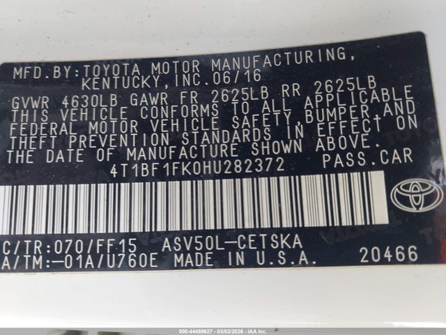 2017 TOYOTA CAMRY 4T1BF1FK0HU282372 Photo 8