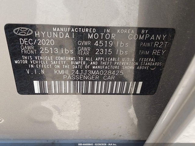 KMHL24JJ3MA028425 Hyundai Sonata Blue