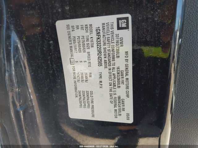 Продаж на аукціоні авто 2009 Chevrolet Tahoe Ltz, vin: 1GNFK33229R242565, номер лоту: 44488659