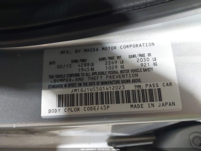 Aukcja sprzedaży 2016 Mazda Mazda6 I Sport, vin: JM1GJ1U55G1412023, numer aukcji: 44488670