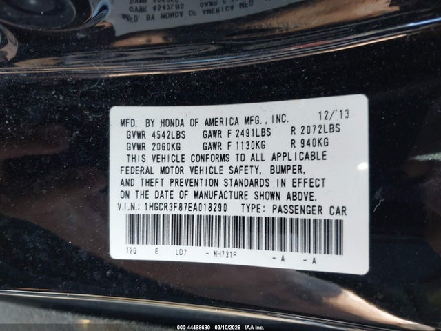 Honda Accord Ex-l V-6 2014 1HGCR3F87EA018290 Image 9