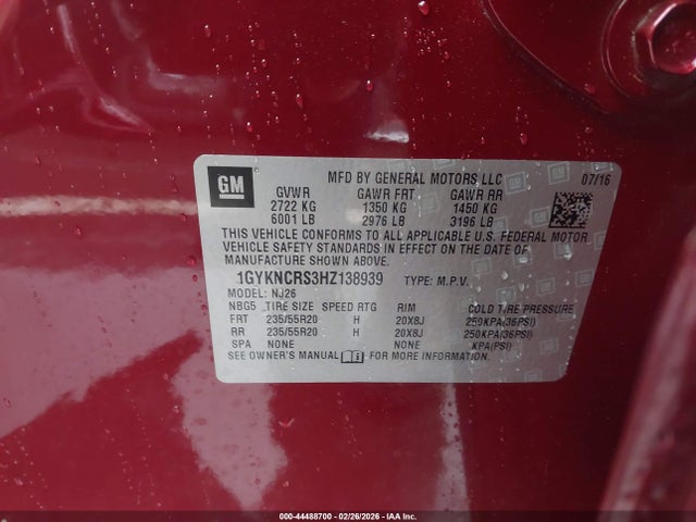 2017 CADILLAC XT5 1GYKNCRS3HZ138939 Photo 8