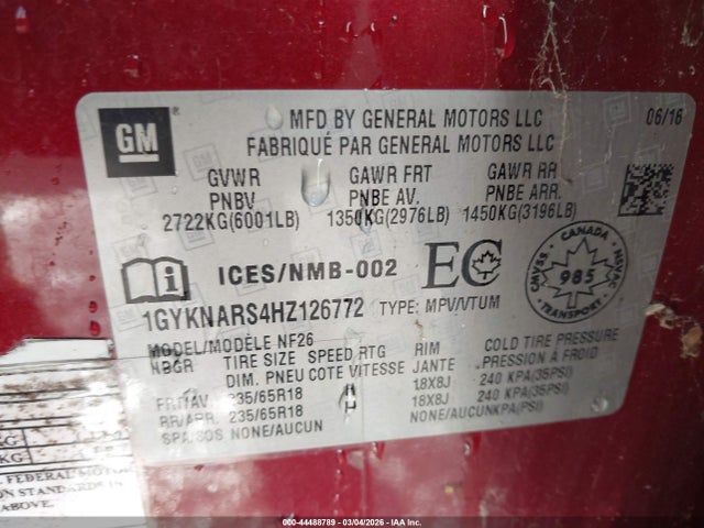 2017 CADILLAC XT5 1GYKNARS4HZ126772 Photo 8