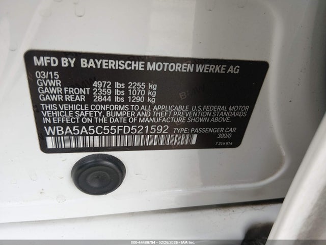 Продажа на аукционе авто 2015 Bmw 528i, vin: WBA5A5C55FD521592, номер лота: 44488794