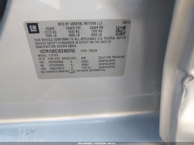 1GTR1UEC3EZ400782 GMC Sierra 1500 Sle