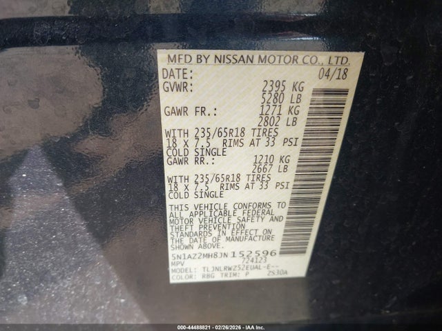 2018 NISSAN MURANO 5N1AZ2MH8JN152596 Photo 8