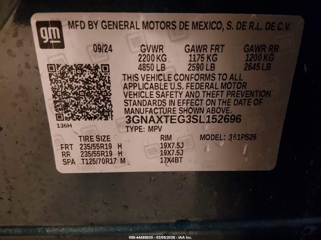 2025 CHEVROLET EQUINOX 3GNAXTEG3SL152696 Photo 8