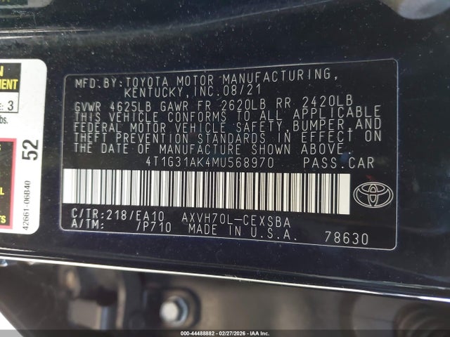 4T1G31AK4MU568970 Toyota Camry Se Hybrid