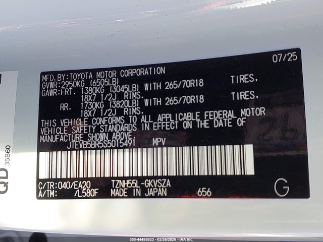 JTEVB5BR5S5015491 Toyota 4runner Hybrid Trd Off Road Premium