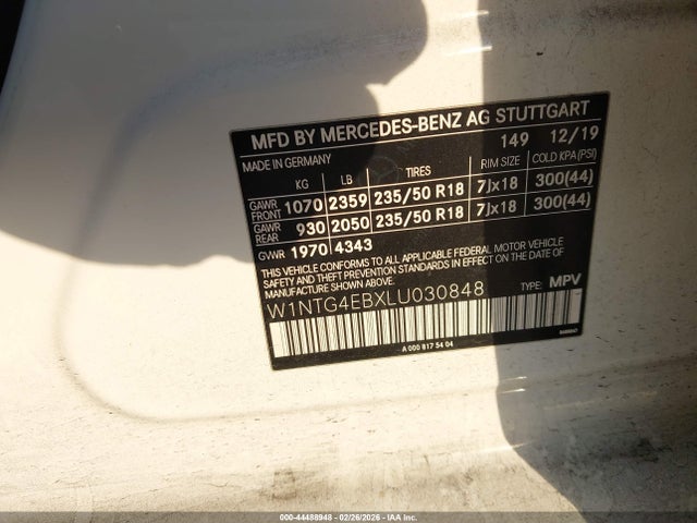 Aukcja sprzedaży 2020 Mercedes-benz Gla 250, vin: W1NTG4EBXLU030848, numer aukcji: 44488948