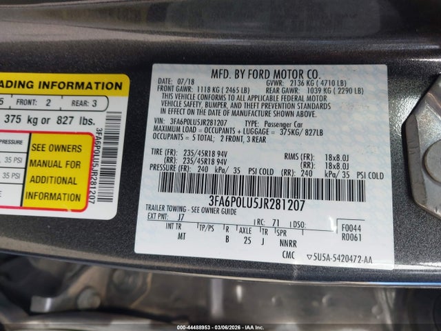 Ford Fusion Hybrid Se 2018 3FA6P0LU5JR281207 Image 9