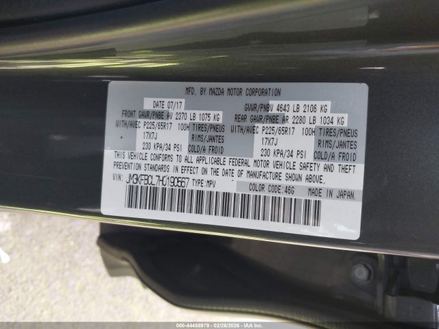 Auction sale of the 2017 Mazda Cx-5 Touring, vin: JM3KFBCL7H0190567, lot number: 44488979