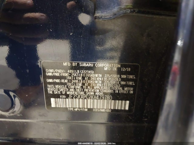 Продаж на аукціоні авто 2019 Subaru Forester Sport, vin: JF2SKAPC2KH479780, номер лоту: 44489019