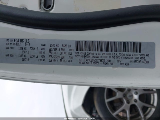 44489033 :رقم المزاد ، 3C4PDDEG5KT779675 vin ، 2019 Dodge Journey Gt Awd مزاد بيع